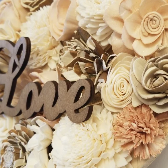 Sola Wood Flower "Love" Heart 12"x10" - Rose Gold - Picture 3 of 4